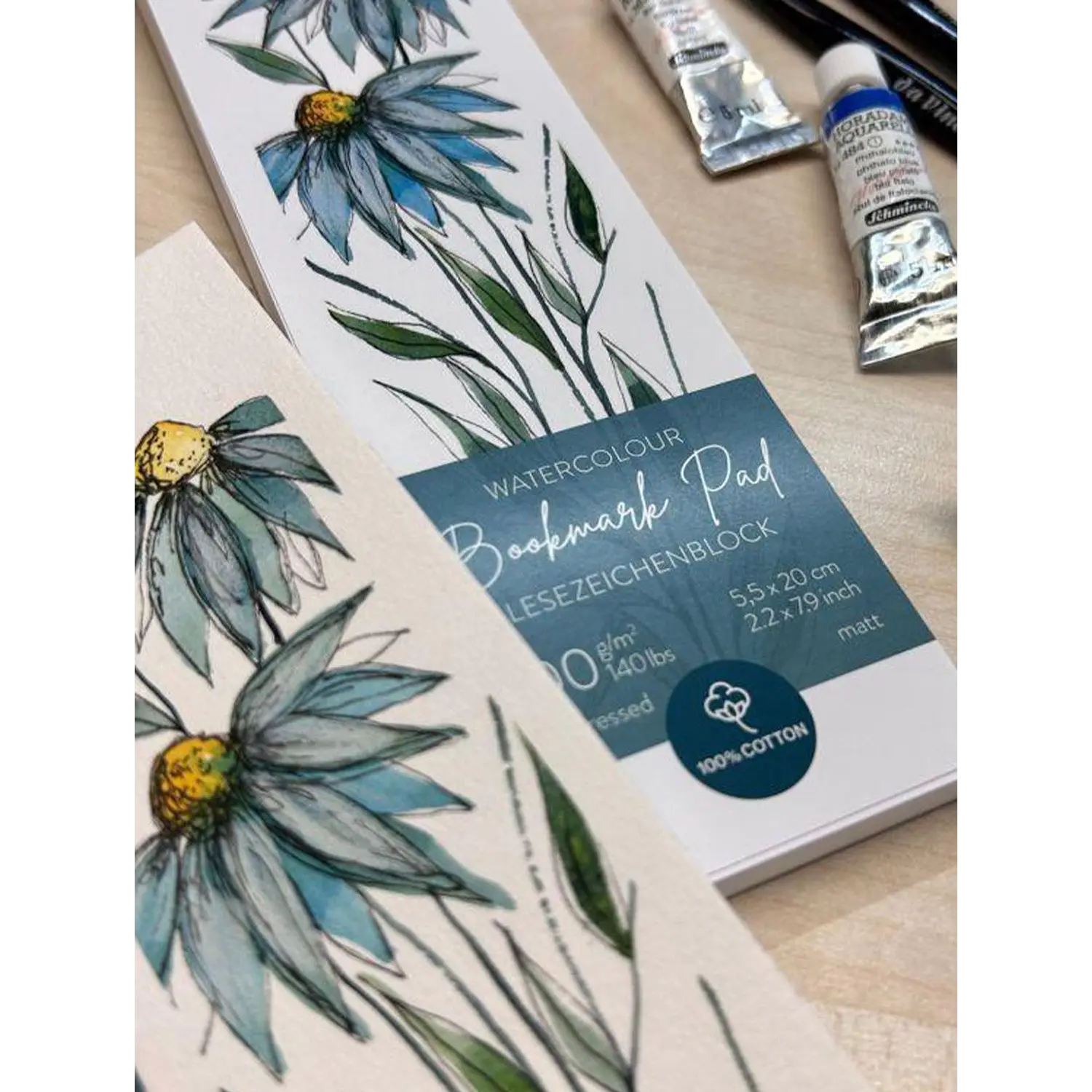 Hahnemühle – Papel para Acuarela Marcapáginas – 300 gr – 5,5 × 20 cm – 15 Hojas – 3