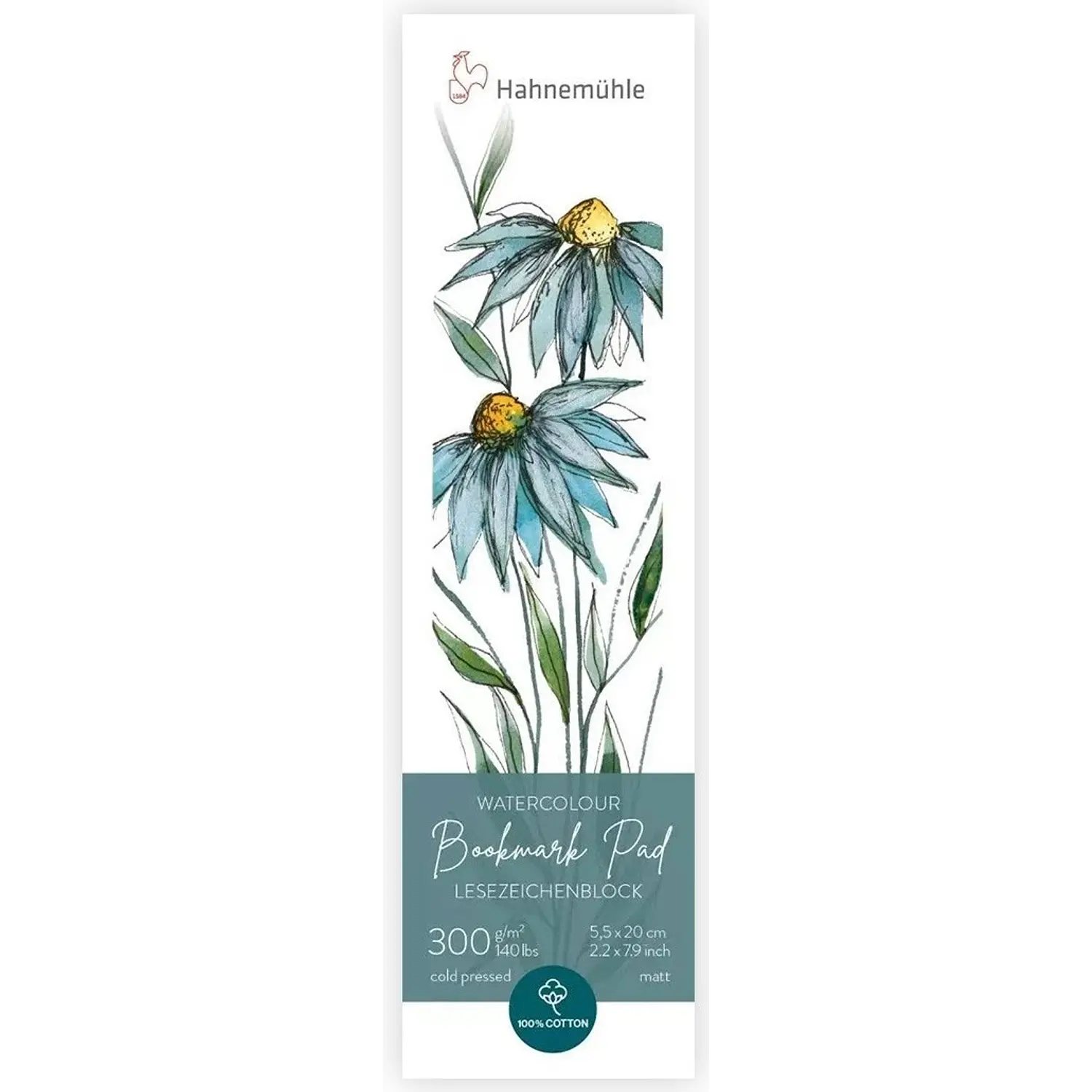 Hahnemühle – Papel para Acuarela Marcapáginas – 300 gr – 5,5 × 20 cm – 15 Hojas – 1