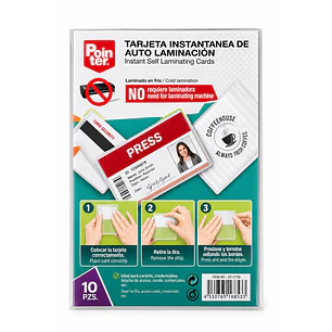 Pointer – Laminado en Frío Autoadhesivo para Plastificar Tarjetas – 66 × 100 mm