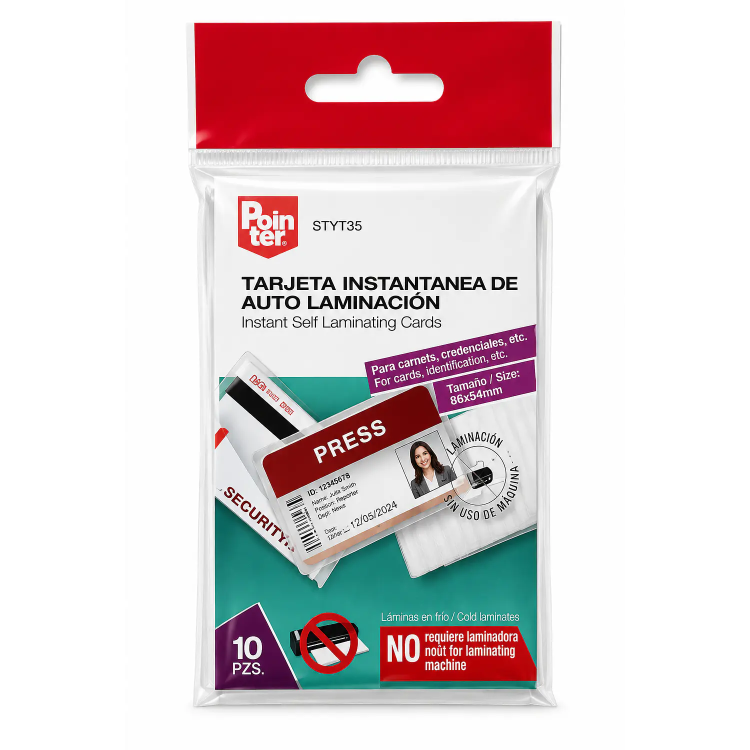 Pointer – Laminado en Frío Autoadhesivo para Plastificar Tarjetas – 66 × 100 mm – 1
