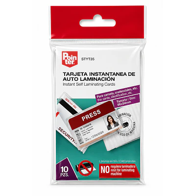 Pointer – Laminado en Frío Autoadhesivo para Plastificar Tarjetas – 66 × 100 mm