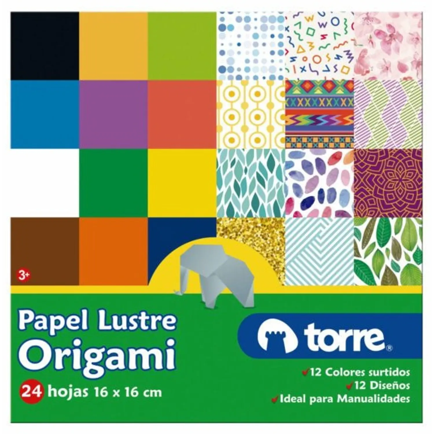 Torre – Block Papel Lustre Origami – 16 × 16 cm – 1