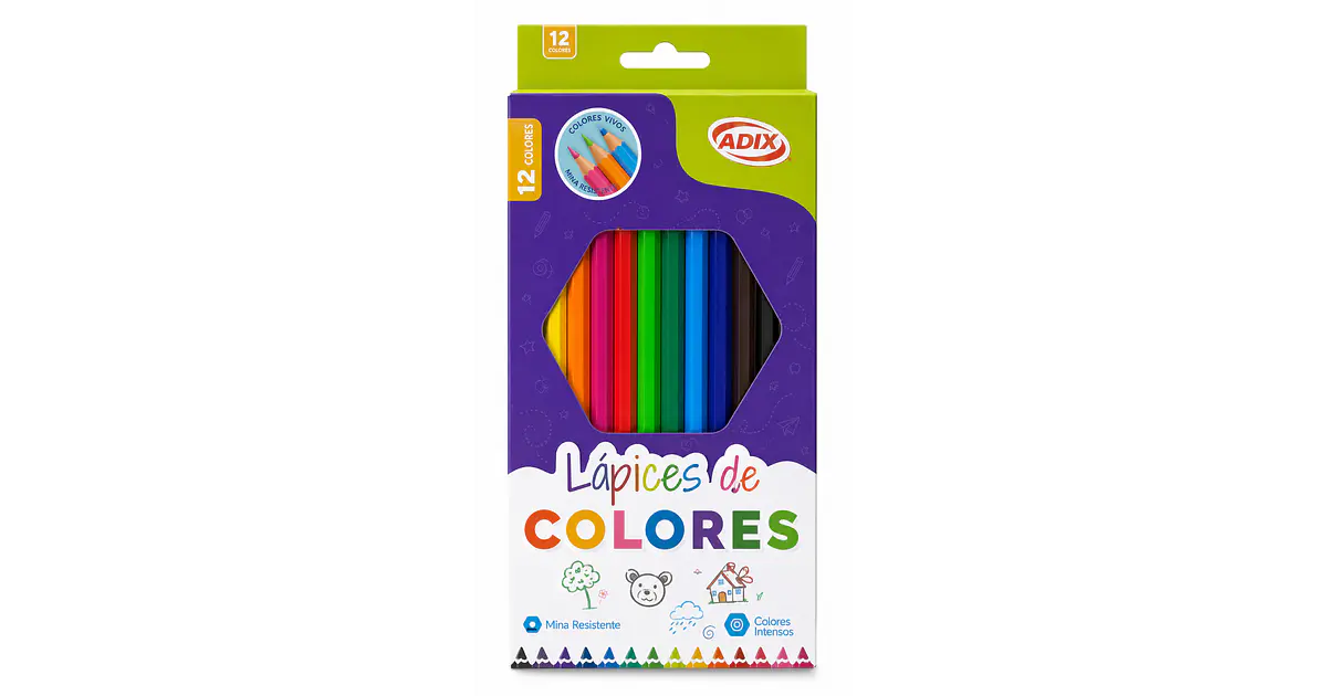12 Lápices De Colores Hexagonales Adix