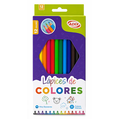 Adix - Lapices De Colores Hexagonales - 12 Colores