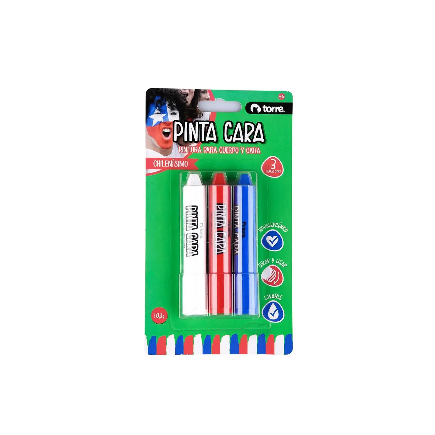 Torre – Pinta Caras Chilenísimo – 3 Colores – 1