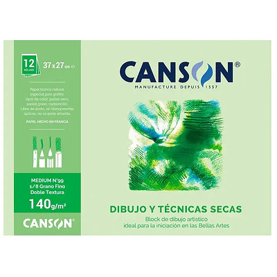 Canson – Block de Dibujo Medium N.º 99 1/8 – 32 × 27 cm – 12 Hojas – 140 gr