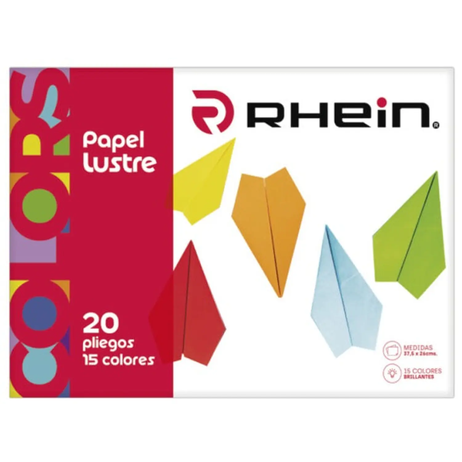 Rhein – Carpeta con Papel Lustre – 15 Colores – 20 Pliegos – 1