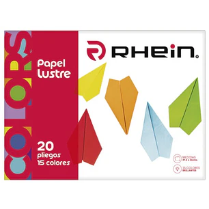 Rhein – Carpeta con Papel Lustre – 15 Colores – 20 Pliegos