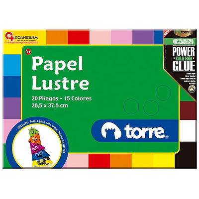 Torre – Bolsón Papel Lustre Imagia – 20 Hojas – 15 Colores