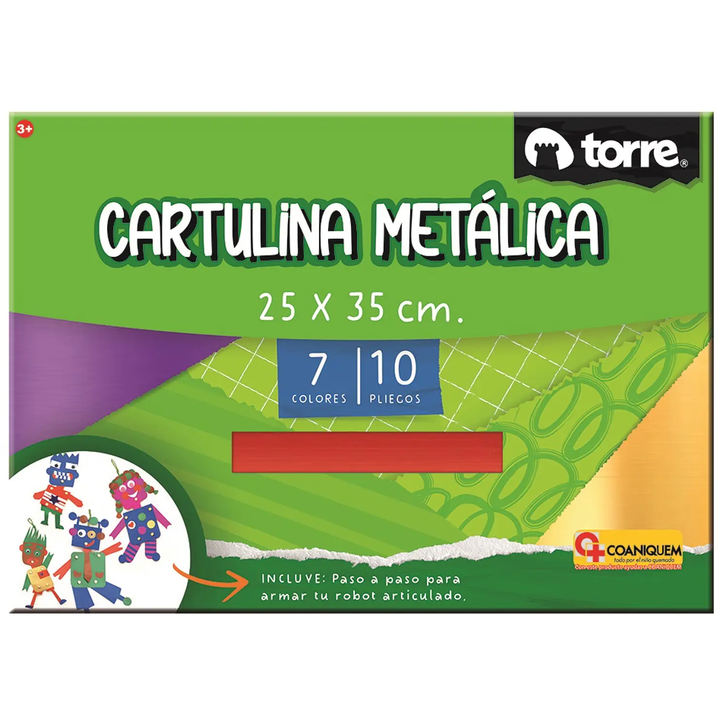 Torre – Bolsón Cartulina Metálica – 10 Pliegos – 7 Colores – 1