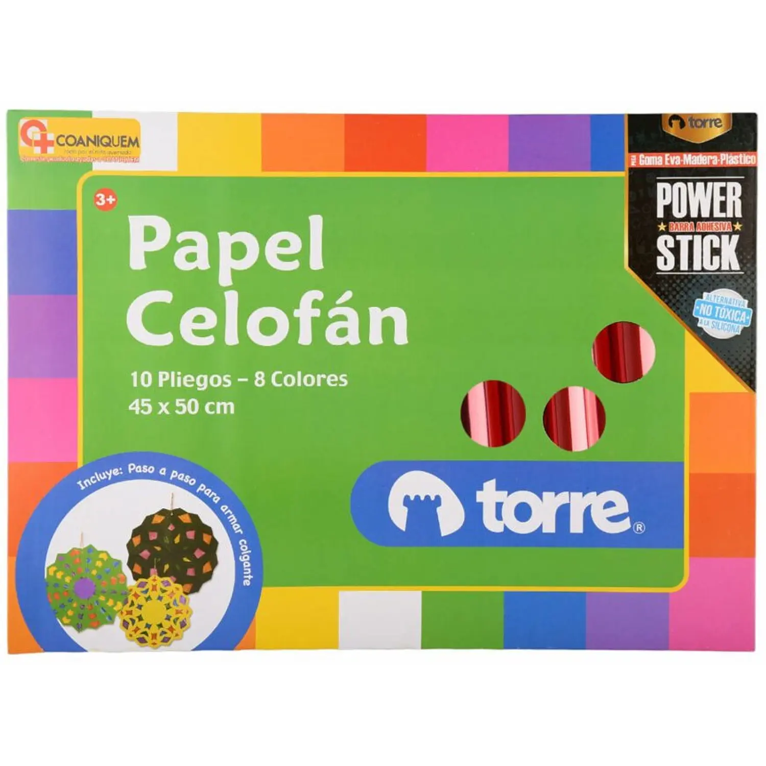 Torre – Bolsón Papel Celofán – 10 Pliegos – 8 Colores – 1
