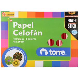 Torre – Bolsón Papel Celofán – 10 Pliegos – 8 Colores