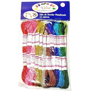 Nilsa – Hilo de Bordar Metalizado – 12 Colores – 8 mt