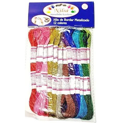 Nilsa – Hilo de Bordar Metalizado – 12 Colores – 8 mt