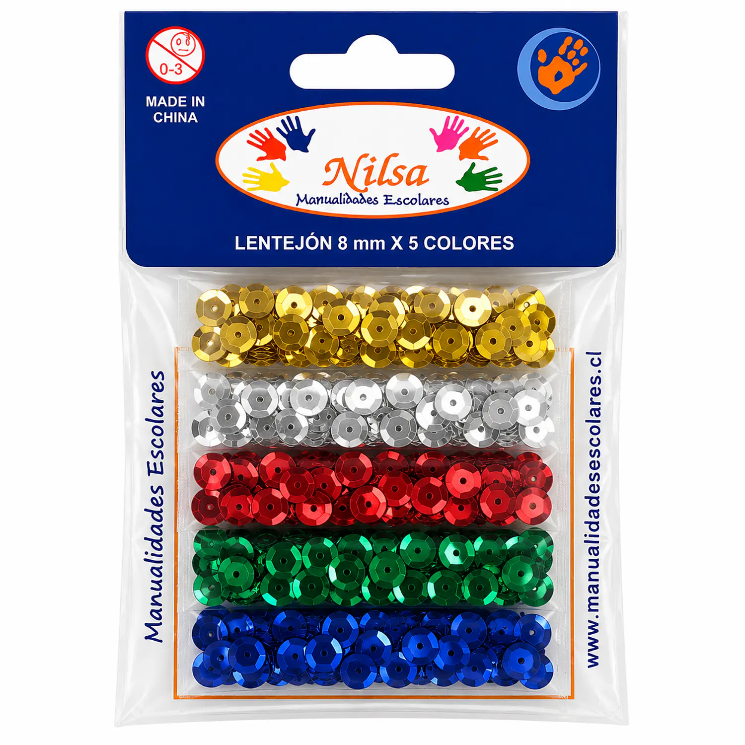 Nilsa – Set de Lentejuelas Escolares – 5 Colores – 1