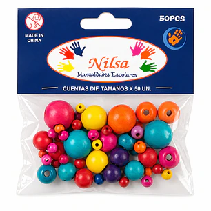 Nilsa – Cuentas de Madera – Diferentes Tamaños – 50 Un