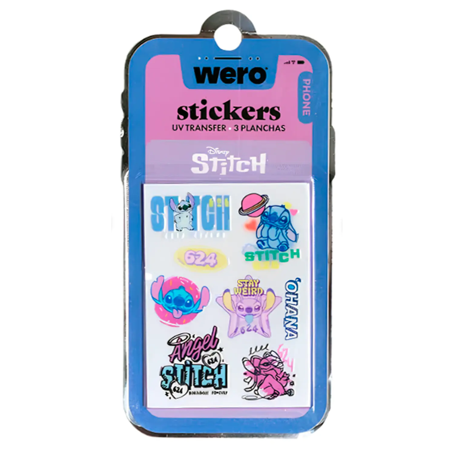 Wero – Stickers UV Transfer – Stitch – 3 Laminas – 1