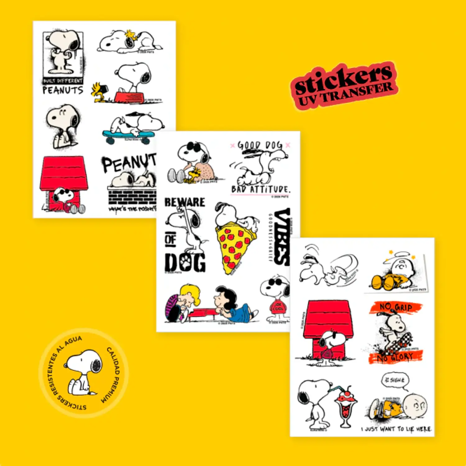 Wero – Stickers UV Transfer – Snoopy – 3 Láminas – 2