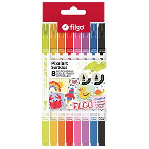 Filgo – Lapiz Tiralineas + Punta Cuadrada Pixelart – 8 Colores