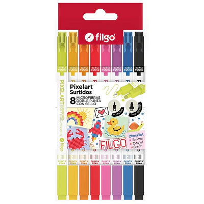Filgo – Lapiz Tiralineas + Punta Cuadrada Pixelart – 8 Colores