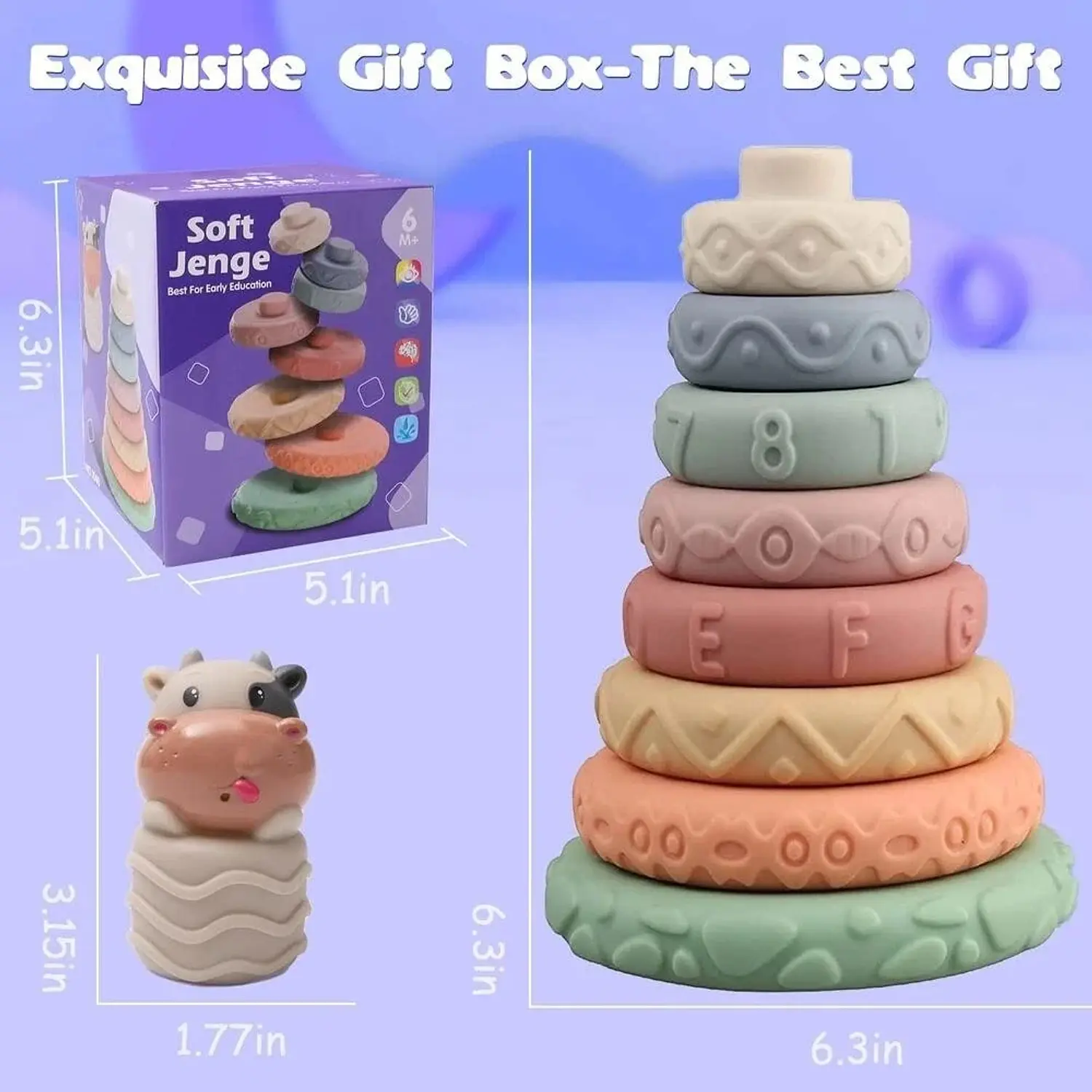 JM – Soft Jenga Blocks  Juego de Bloques Apilables de Silicona 6 Piezas – 3