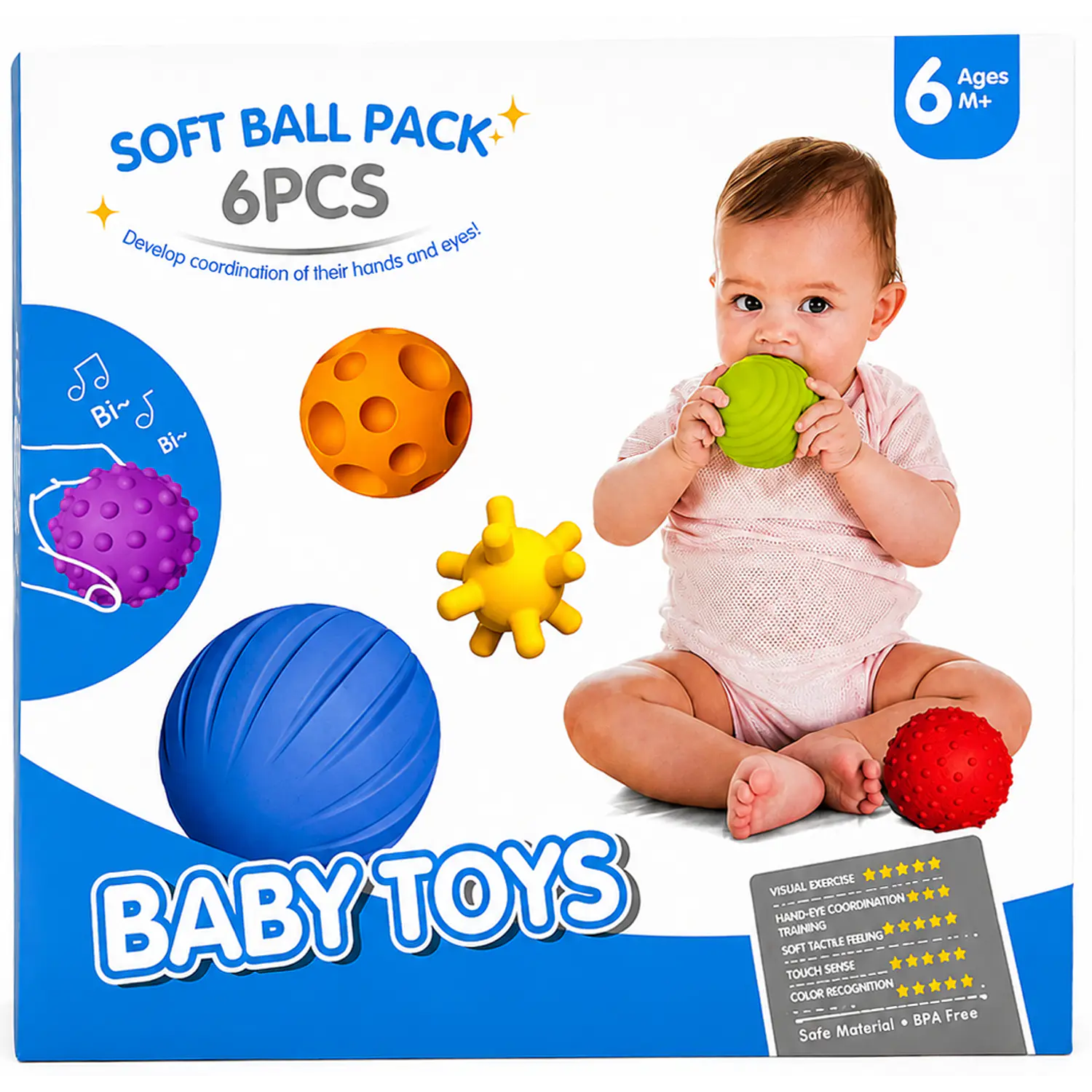 JM – Set 6 Juguetes Sensoriales para Bebés  – 1