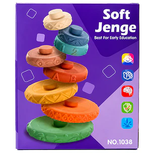 JM – Soft Jenga Blocks  Juego de Bloques Apilables de Silicona 6 Piezas