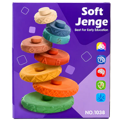 JM – Soft Jenga Blocks  Juego de Bloques Apilables de Silicona 6 Piezas