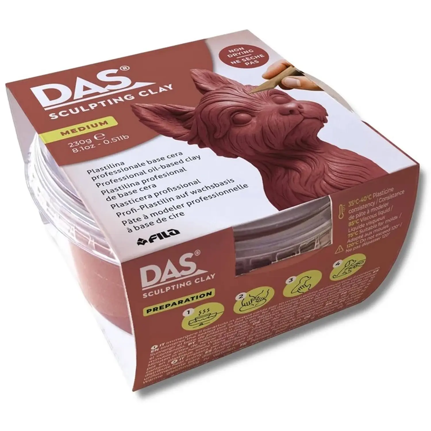 DAS – Plasticina Profesional Sculpting Clay – Terracotta – Medium – 230 g – 1