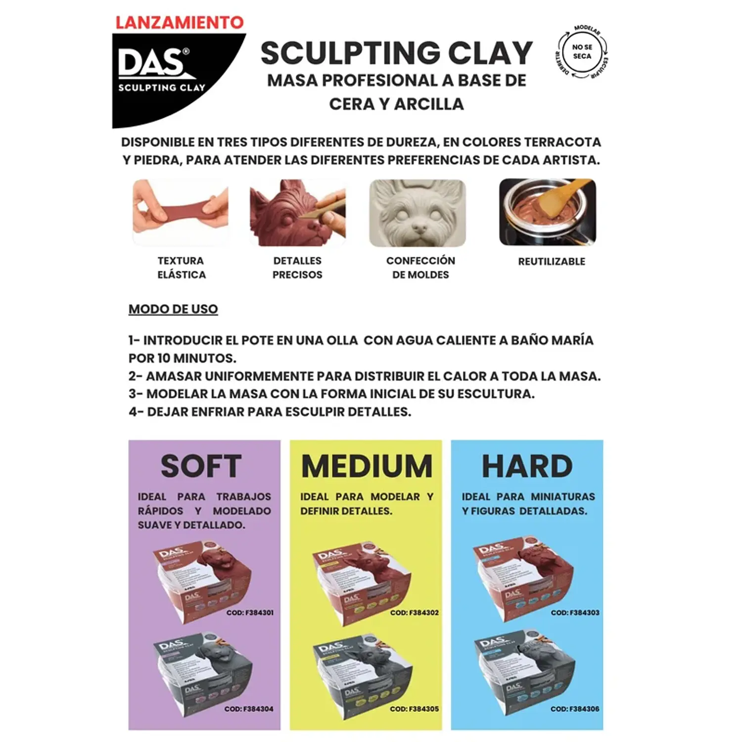 DAS – Plasticina Profesional Sculpting Clay – Stone – Medium – 230 g – 5