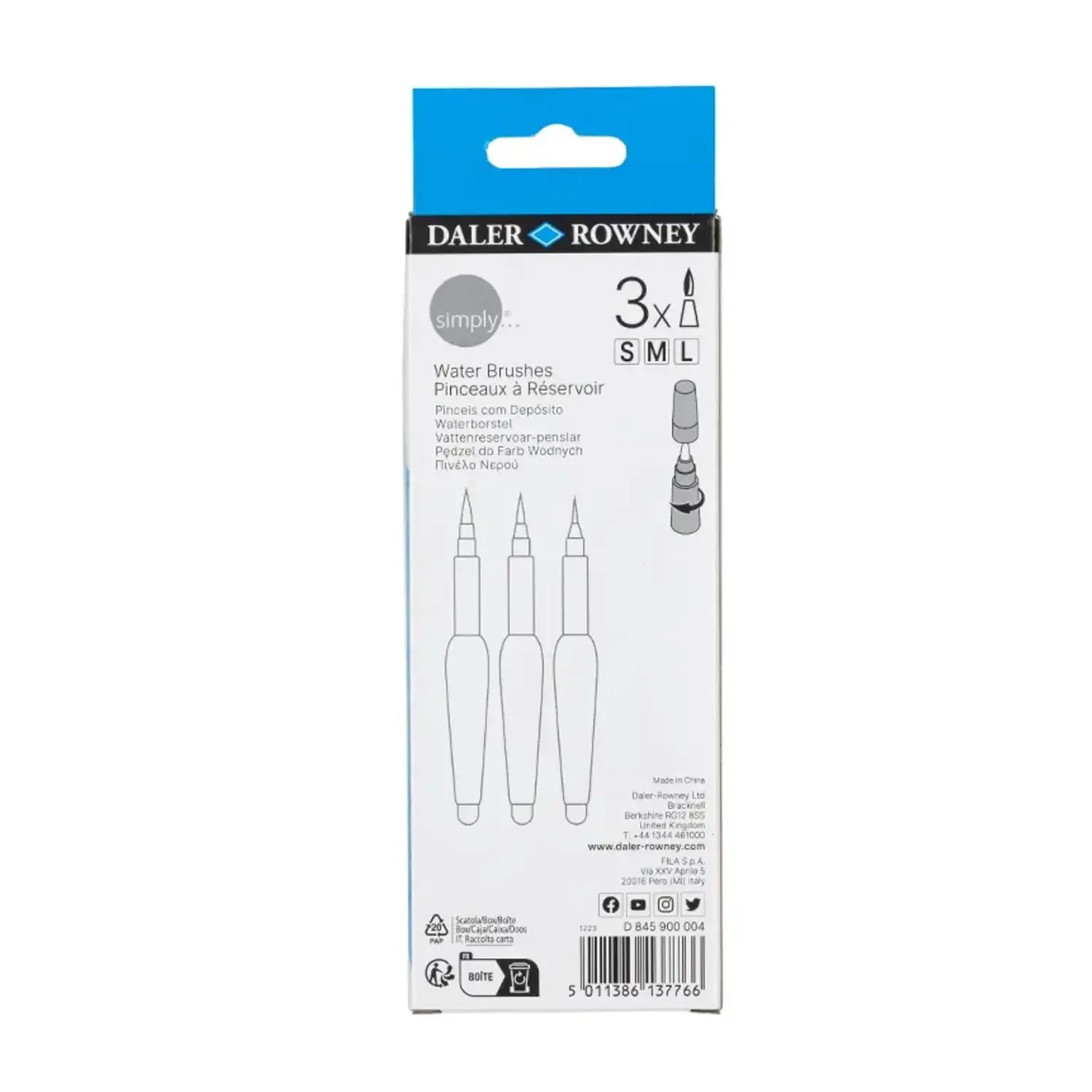 Daler-Rowney – Pinceles con Depósito de Agua Simply – 3 Unidades – 4