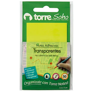 Torre – Notas Adhesivas Transparentes Amarillas – 7,6 × 5 cm – 50 Hojas