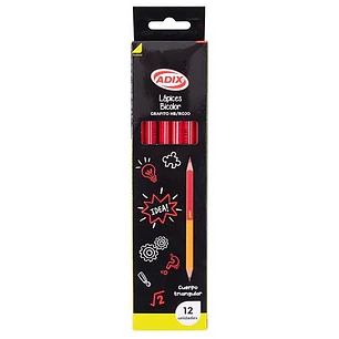 Adix – Caja Lápiz Grafito HB y Rojo Bicolor Triangular – 12 Un
