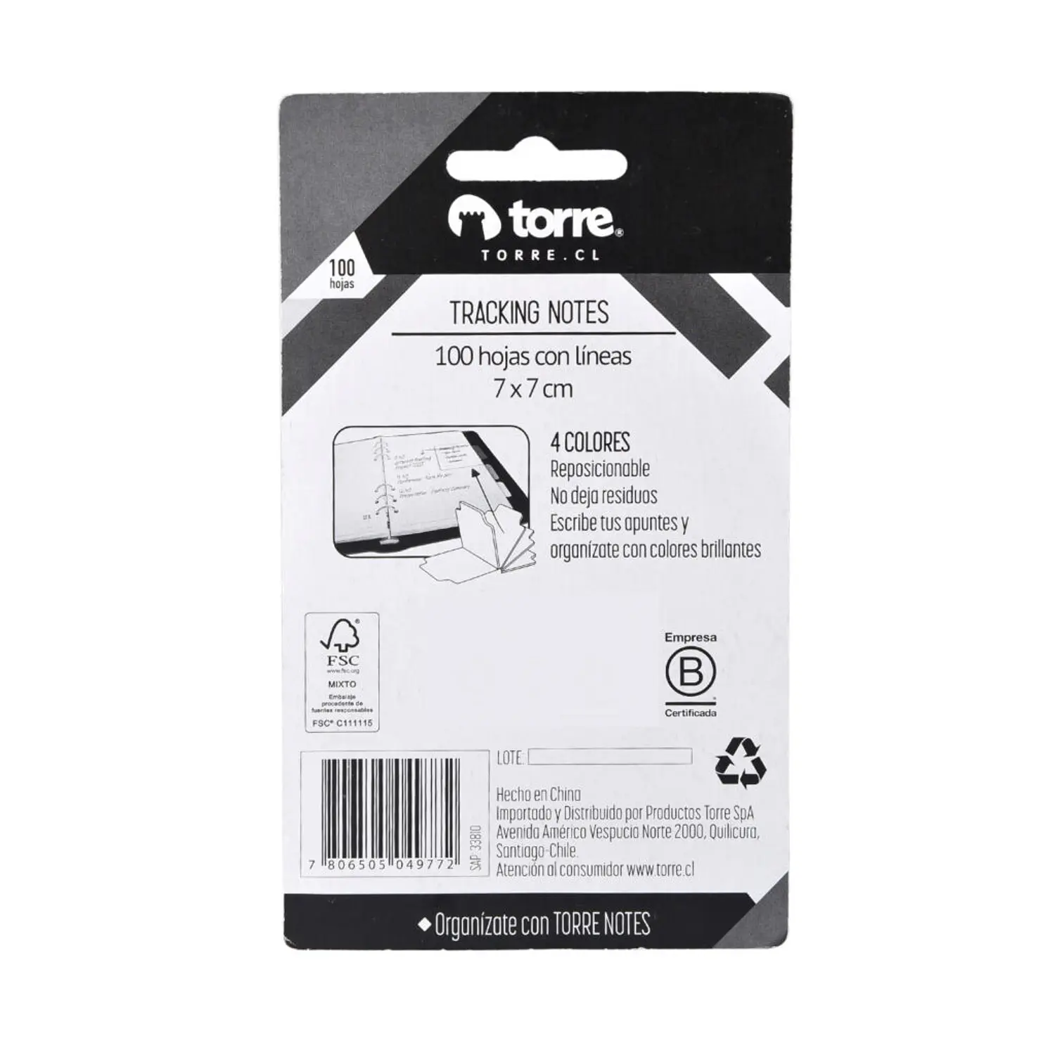 Torre - Pestañas Adhesivas - 70 X 70 Cm - 100 Hjs. – 5