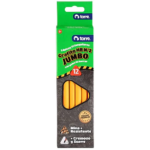 Torre – Lápices Jumbo Grafito Triangular HB N2 con Goma – 12 Unidades