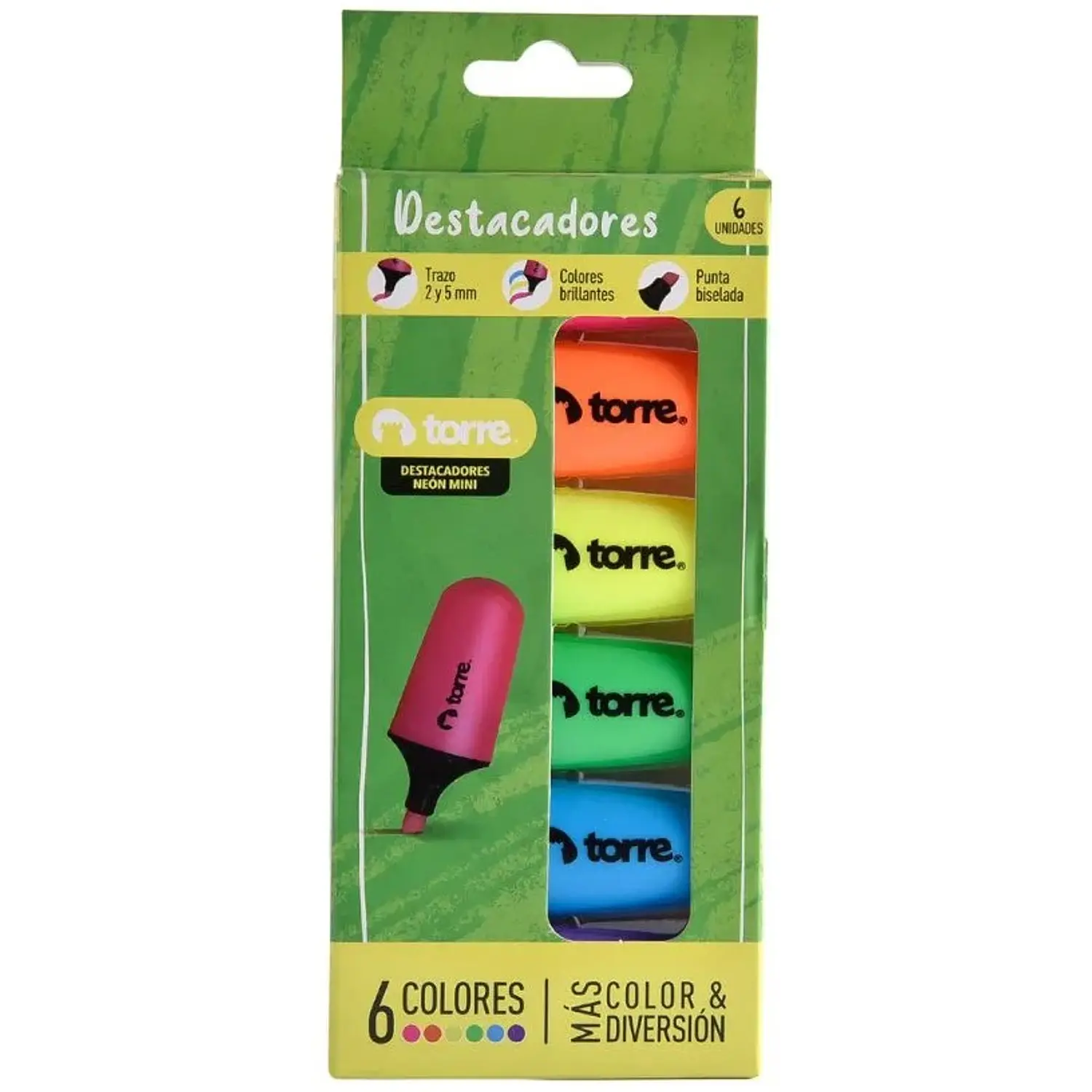 Torre – Destacadores Neón Mini – 6 Colores – 1