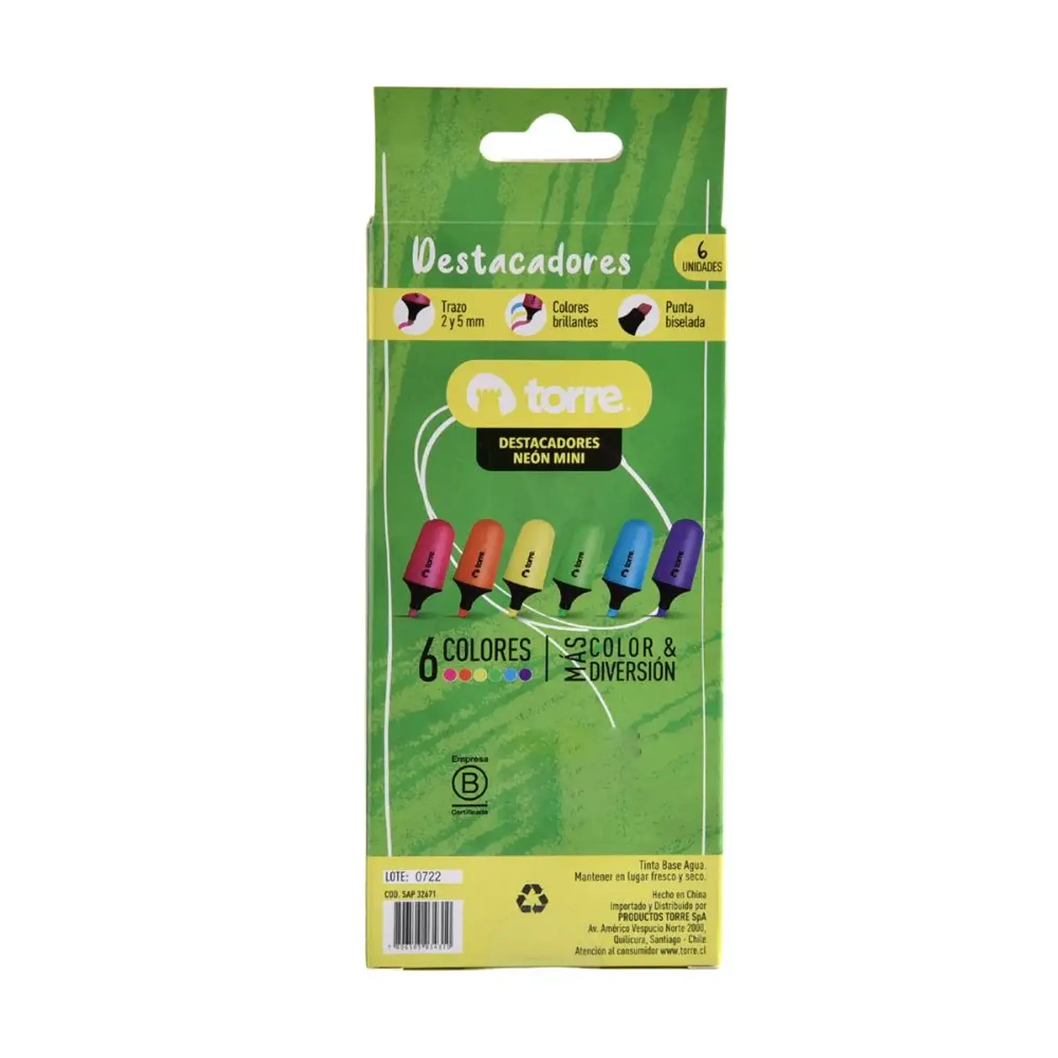 Torre – Destacadores Neón Mini – 6 Colores – 3