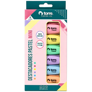 Torre – Destacadores Pastel Mini – 6 Colores