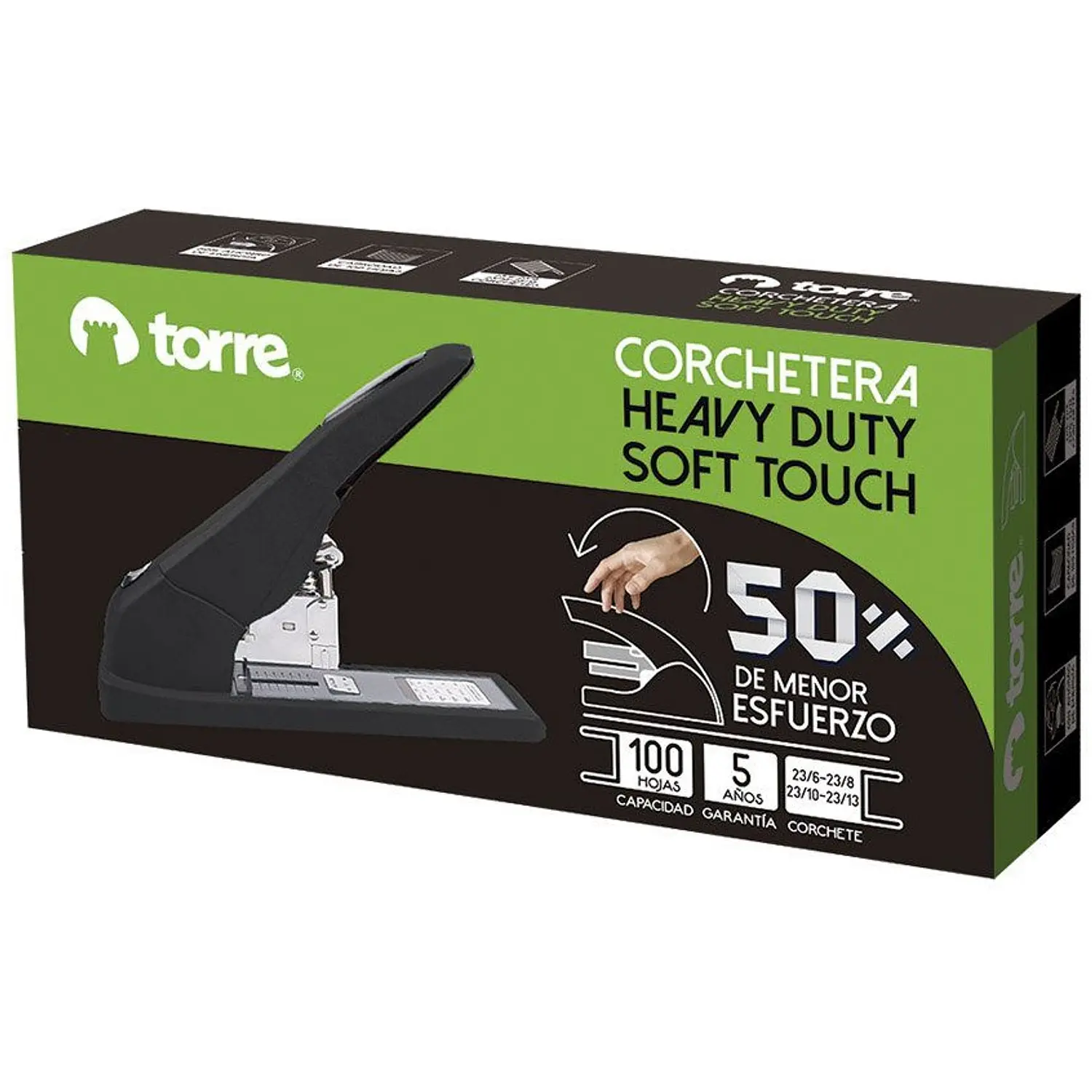 Torre – Corchetera Heavy Duty Soft Touch – 100 Hojas – 1