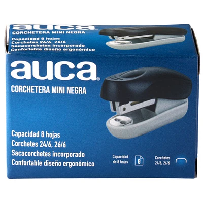 Auca – Corchetera Mini Negra – 8 Hojas