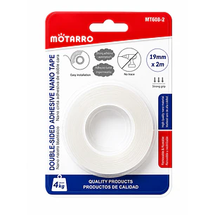 Motarro – Cinta Adhesiva Doble Cara Transparente – 2 mt
