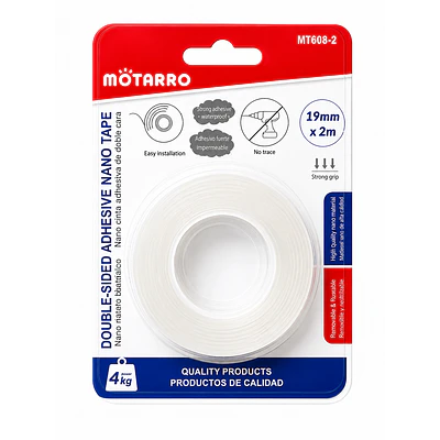 Motarro – Cinta Adhesiva Doble Cara Transparente – 2 mt