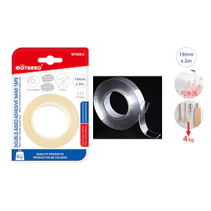 Motarro – Cinta Adhesiva Doble Cara Transparente – 2 mt