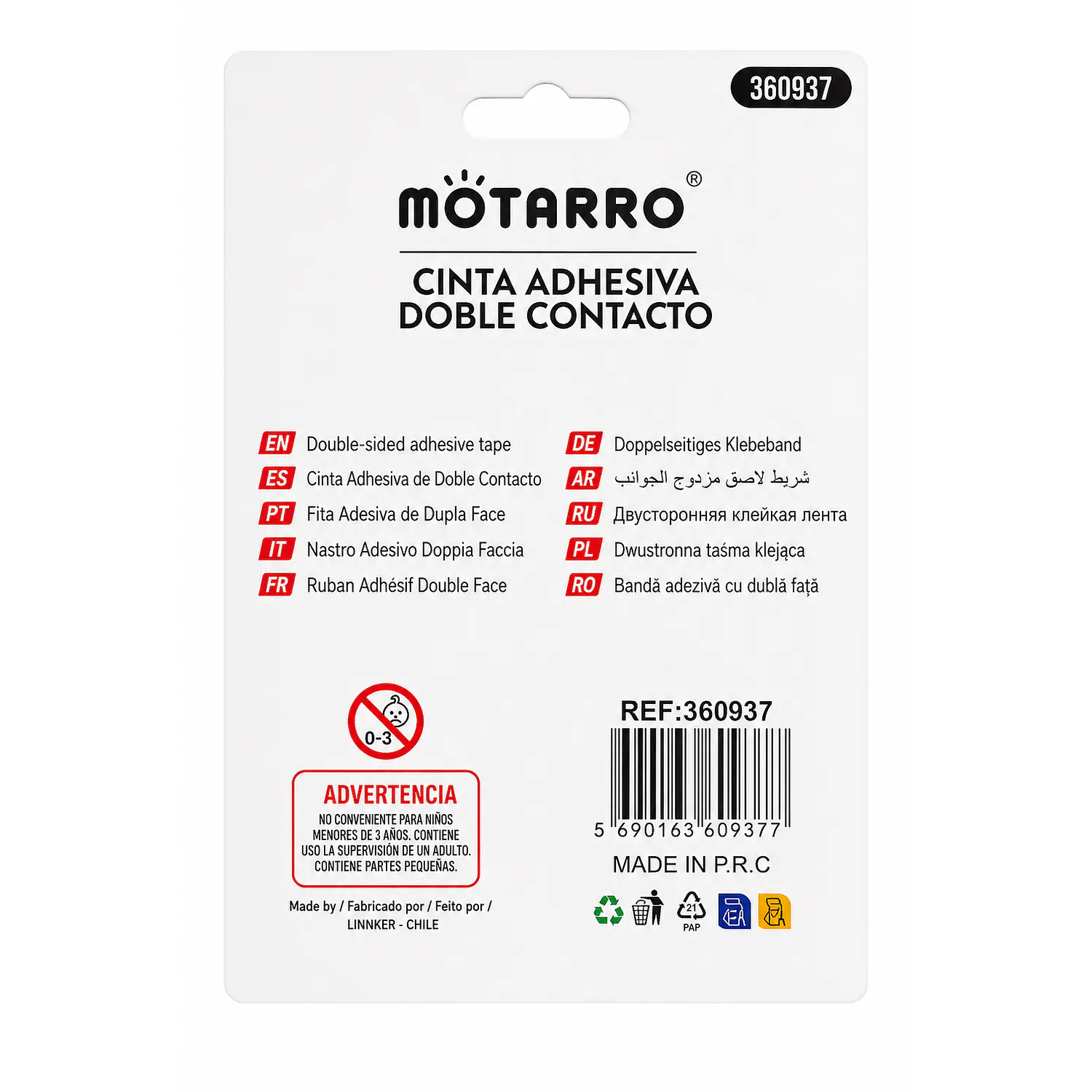 Motarro – Cinta Adhesiva Doble Cara con Espuma – 1,8 cm × 4 m – 3