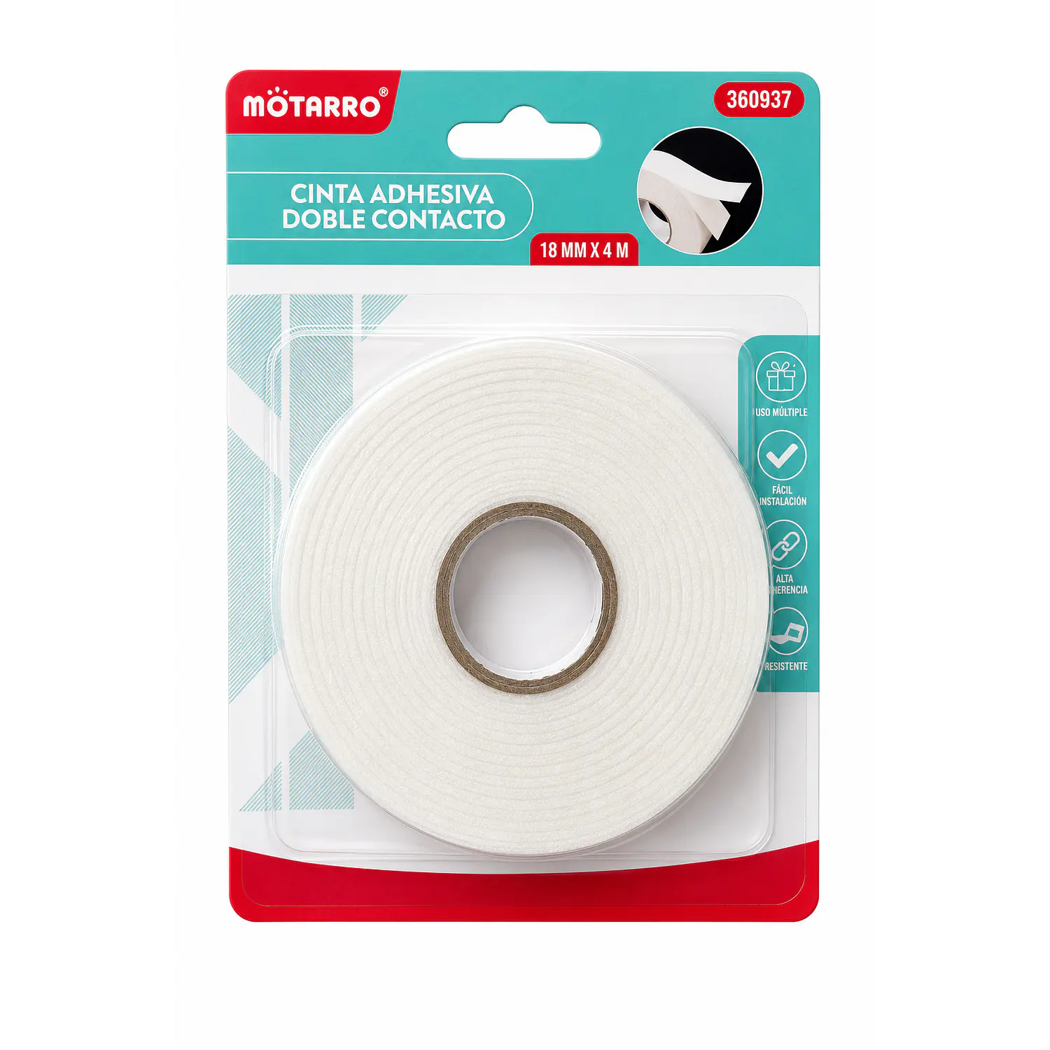 Motarro – Cinta Adhesiva Doble Cara con Espuma – 1,8 cm × 4 m – 1