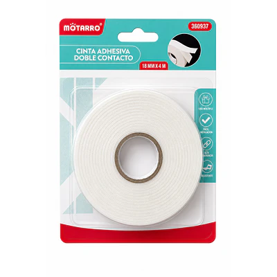 Motarro – Cinta Adhesiva Doble Cara con Espuma – 1,8 cm × 4 m