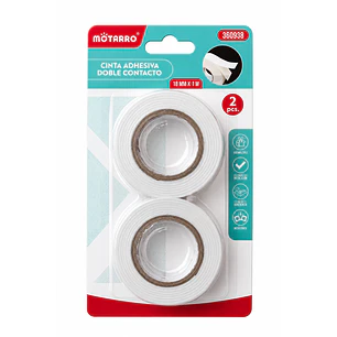 Motarro – Cinta Adhesiva Doble Faz con Espuma – 1,8 cm × 1 m – 2 Un