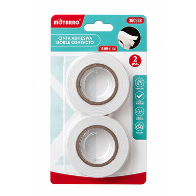 Motarro – Cinta Adhesiva Doble Faz con Espuma – 1,8 cm × 1 m – 2 Un