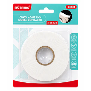 Motarro – Cinta Adhesiva Doble Faz con Espuma – 2,4 cm × 3 m
