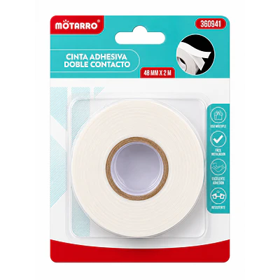 Motarro – Cinta Adhesiva Doble Faz con Espuma – 4,8 cm × 2 m